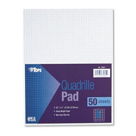 TOPS TOPS 33061 Quadrille Pads- 6 Squares/inch- 8-1/2 x 11- White- 50 Sheets/Pad 33061